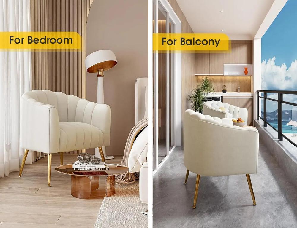 Lixra Pumpkin Style Velvet Fabric Accent Chair