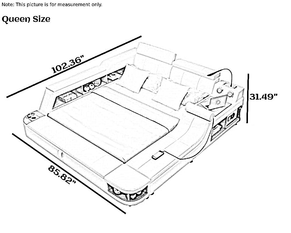 Lixra Queen Size Leather Smart Bed In Black