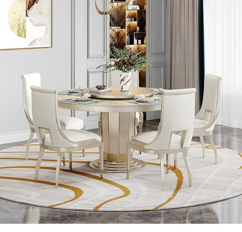 Lixra Radiant White Round Dining Table Set