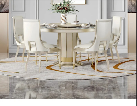 Lixra Radiant White Round Dining Table Set