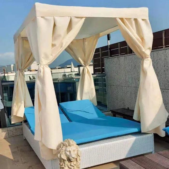 Lixra Rattan Fabric Rectangular Wide Outdoor Sofa