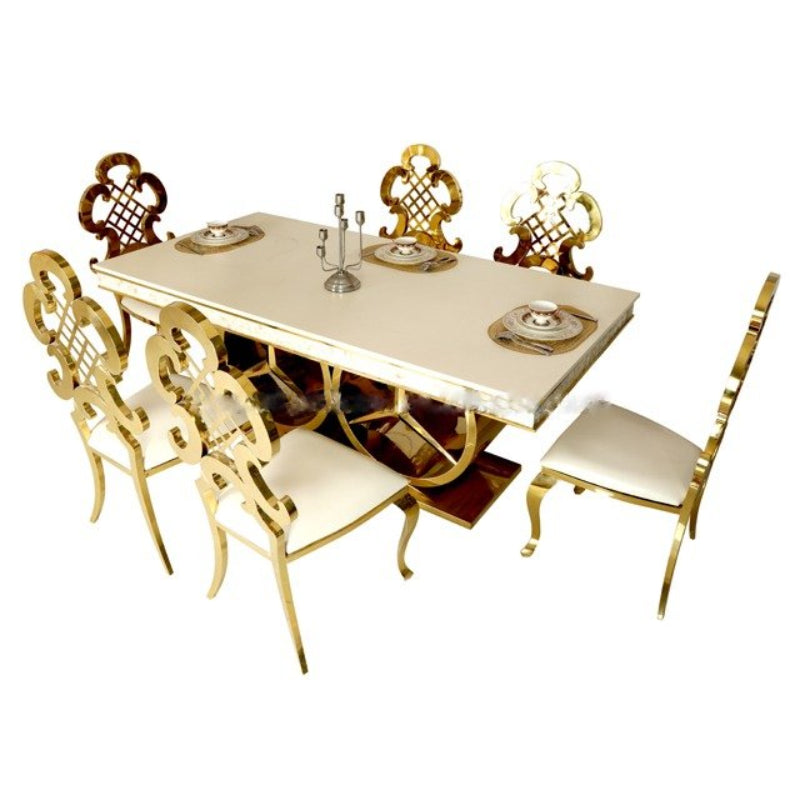 Lixra Ravishing Marble Modern Dining Table Set