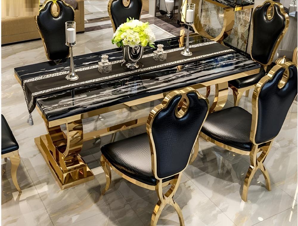 Lixra Rectangular Marble Dining Table Set