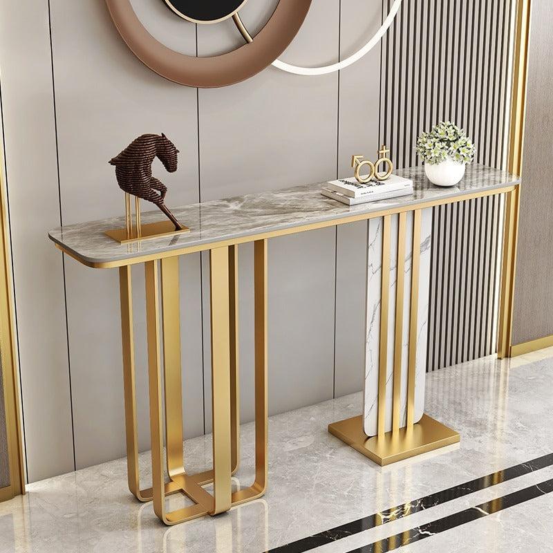 Lixra Rectangular Marble Top Accent Table