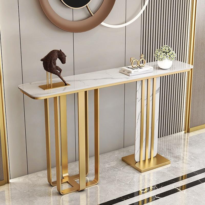 Lixra Rectangular Marble Top Accent Table