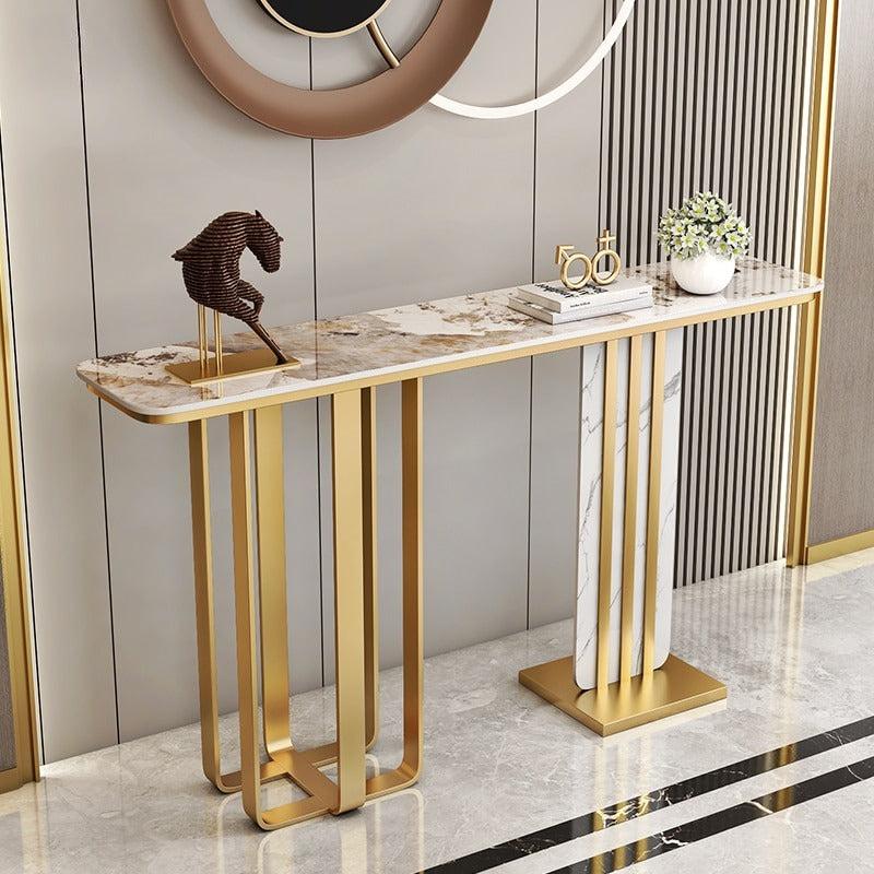 lixra Rectangular Marble Top Accent Table