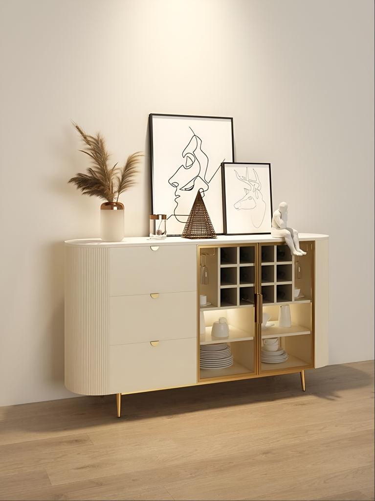 Lixra Rectangular Marble-Top Modern Buffet Table