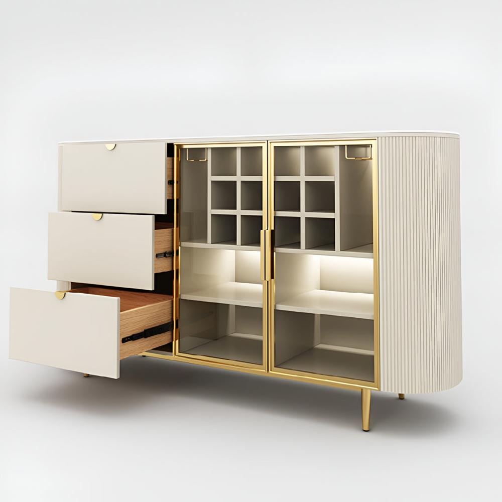 Lixra Rectangular Marble-Top Modern Buffet Table