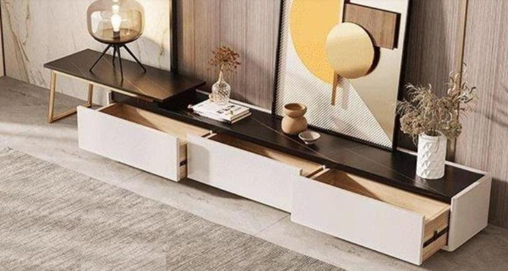 Lixra Rectangular Marble Top TV Stand