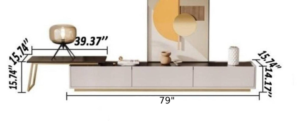 Lixra Rectangular Marble Top TV Stand