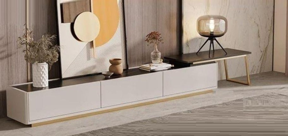 lixra Rectangular Marble Top TV Stand
