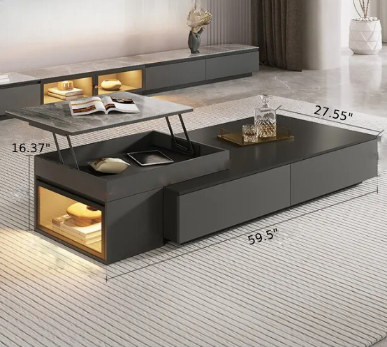 Lixra Rectangular Modern Coffee Table With LED