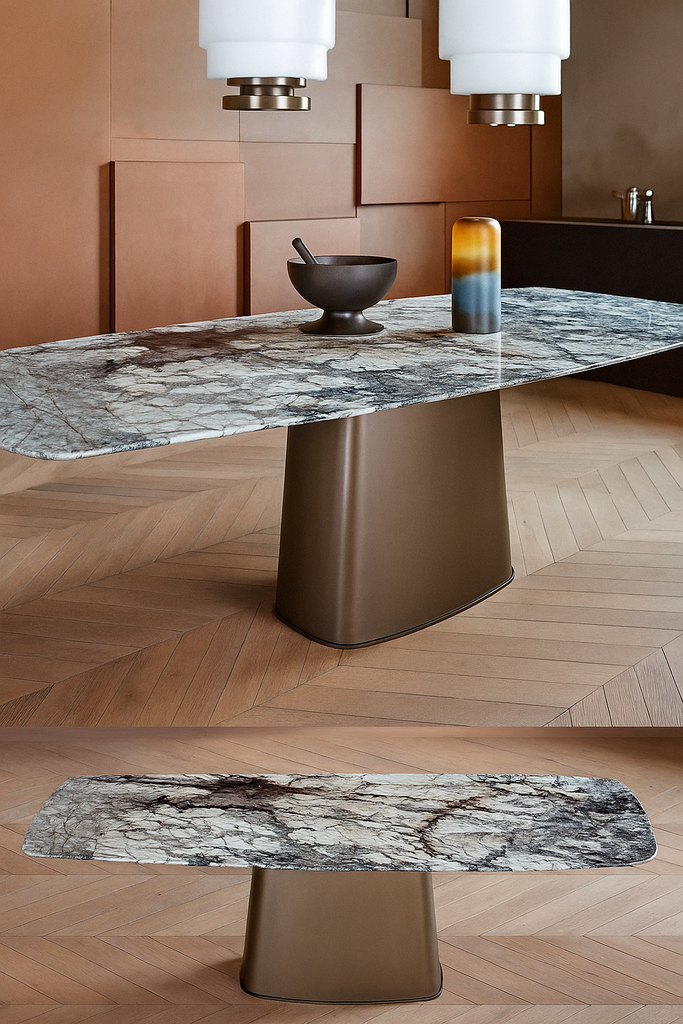 Lixra Rectangular Shape Marble Dining Table