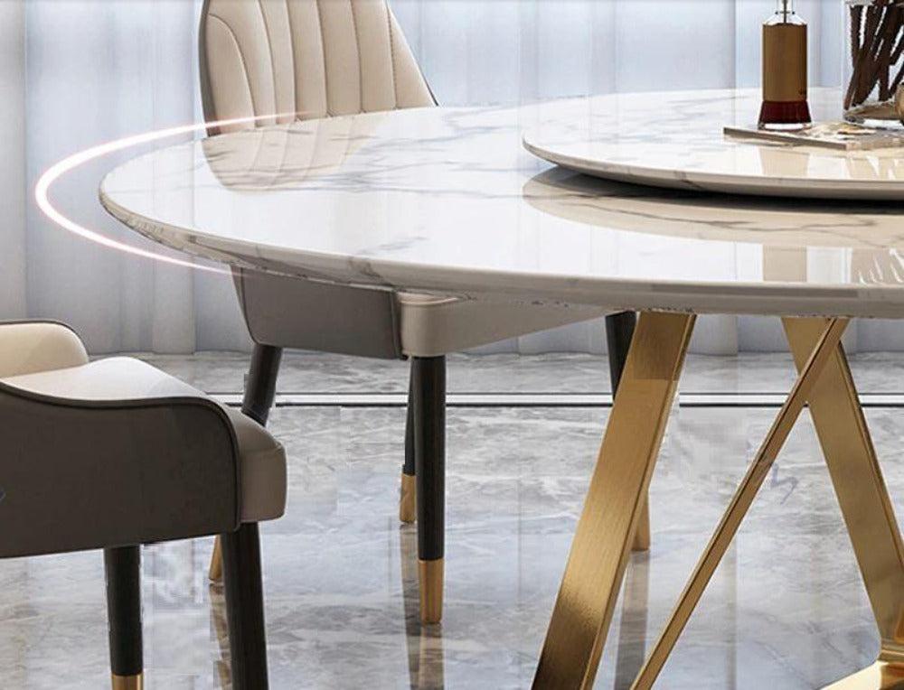 Lixra Refined Round Marble Dining Table-Set
