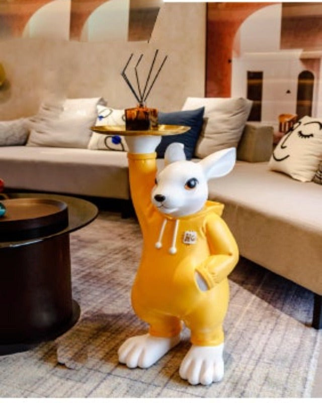Lixra Resin Rabbit Statue Decorative Side Stand
