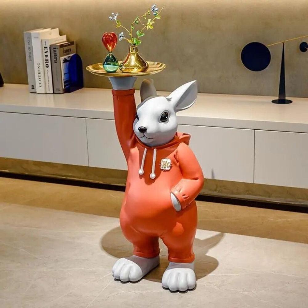 lixra Resin Rabbit Statue Decorative Side Stand