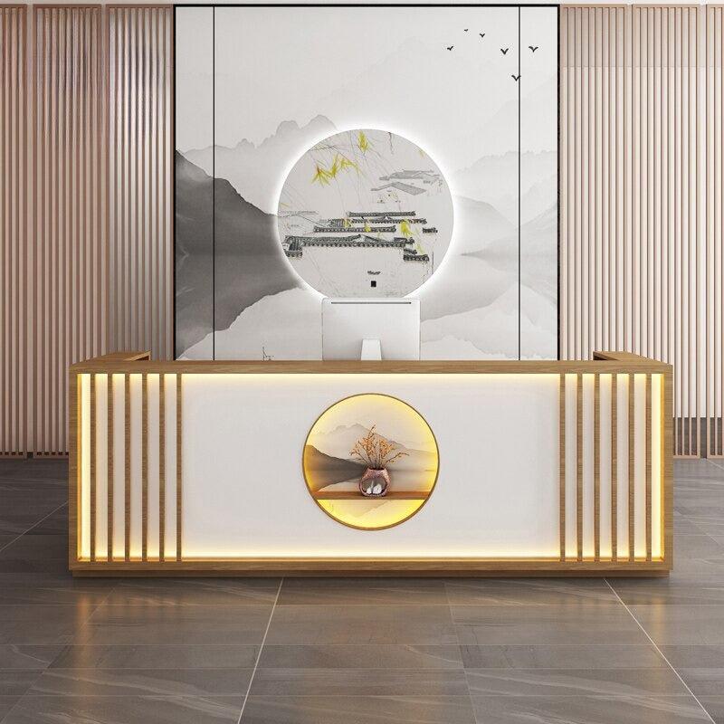 Lixra Retro Look Wooden Reception Desk