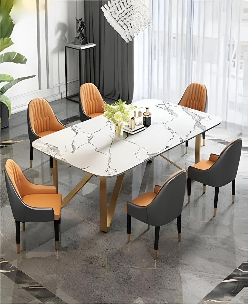lixra Rich Pleasant Marble Dining Table Set