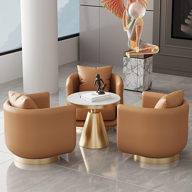 Lixra Rotatable Leather Finish Accent Chairs