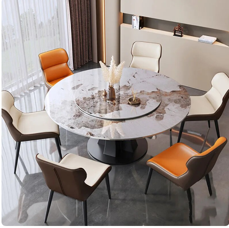 Lixra Round Dining Table Set With Lazy Susan