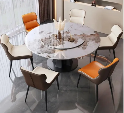 Lixra Round Dining Table Set With Lazy Susan