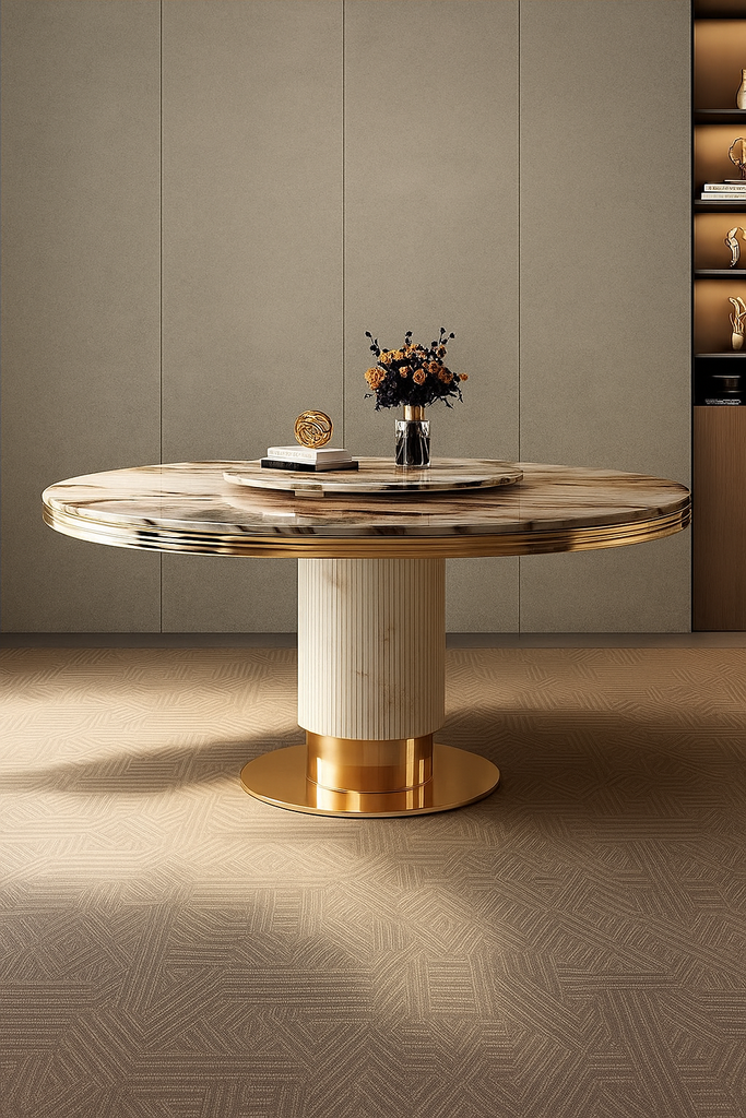 Lixra Round Dining Table With Lazy-Susan