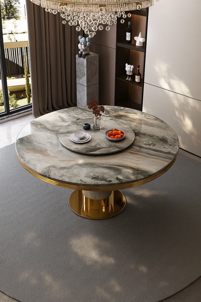 lixra Round Dining Table With Lazy-Susan