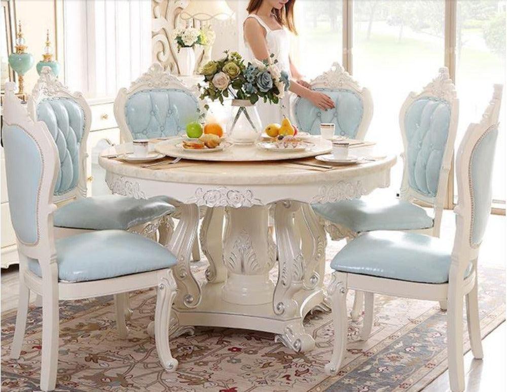 Lixra Round European Marble Dining Table Set For 6