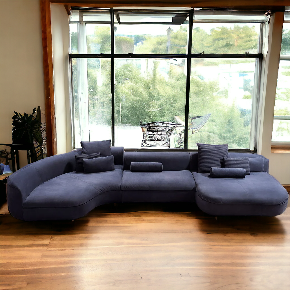 Lixra Round Fabric Sofa Set With Chaise