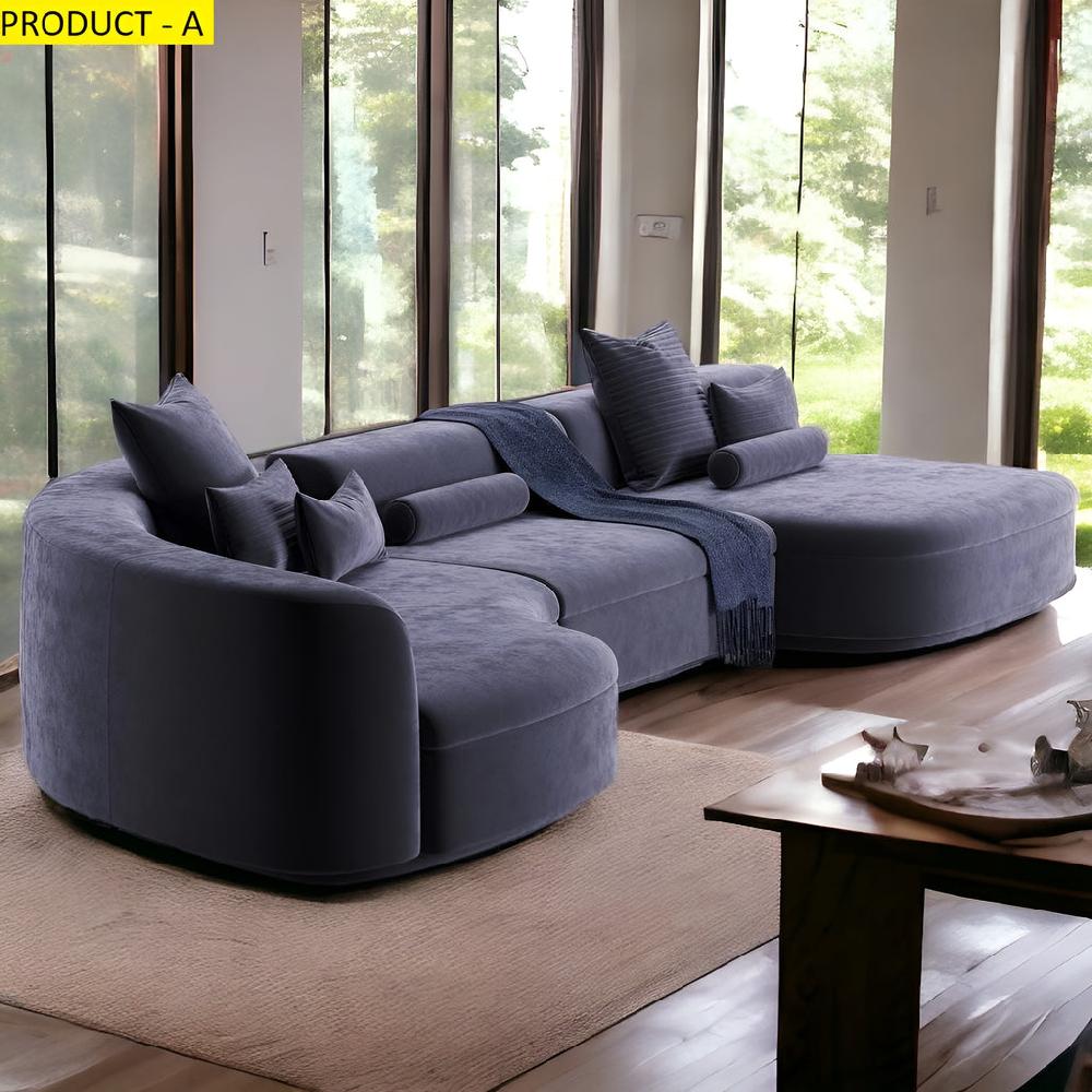 Lixra Round Fabric Sofa Set With Chaise