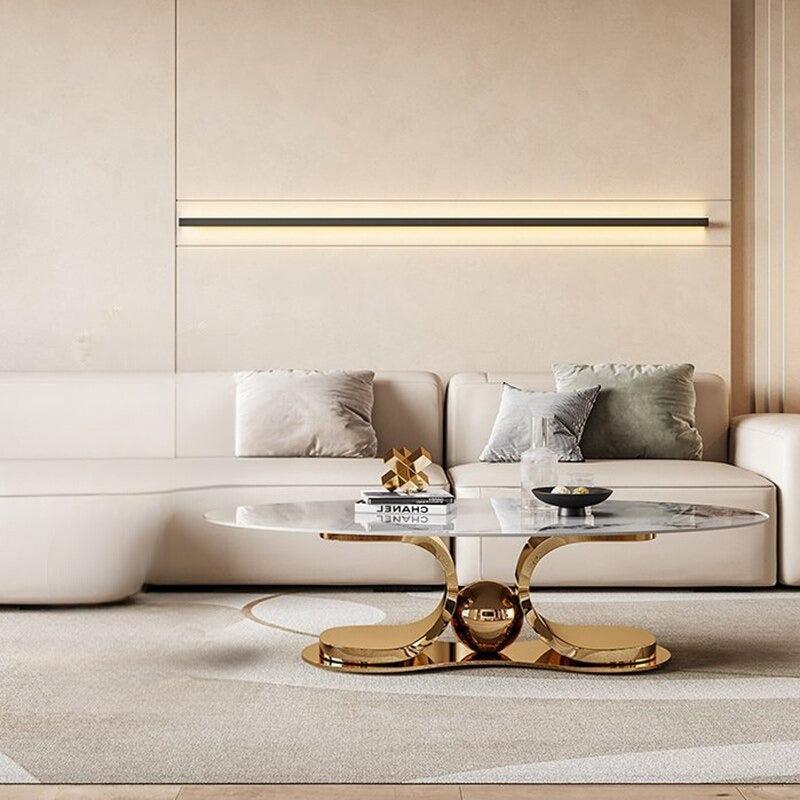 Lixra Round Marble Coffee Table With Glossy Finish