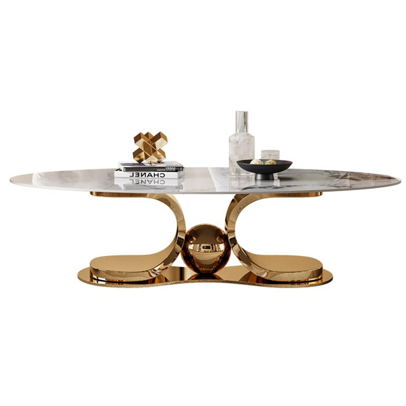 Lixra Round Marble Coffee Table With Glossy Finish