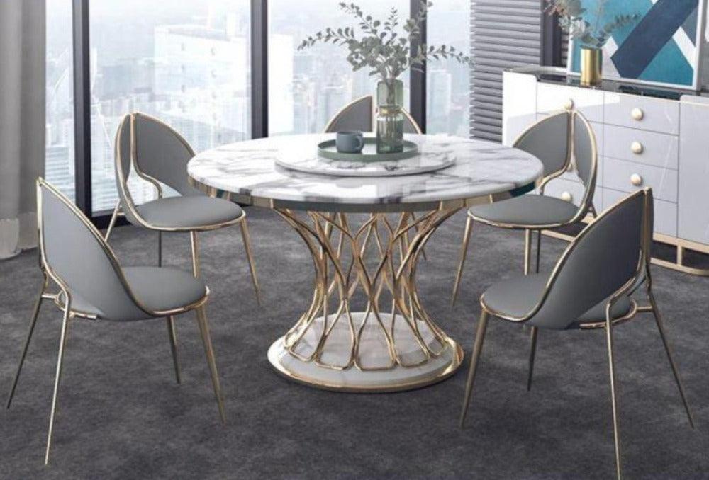 Lixra Round Marble Dining Table Set