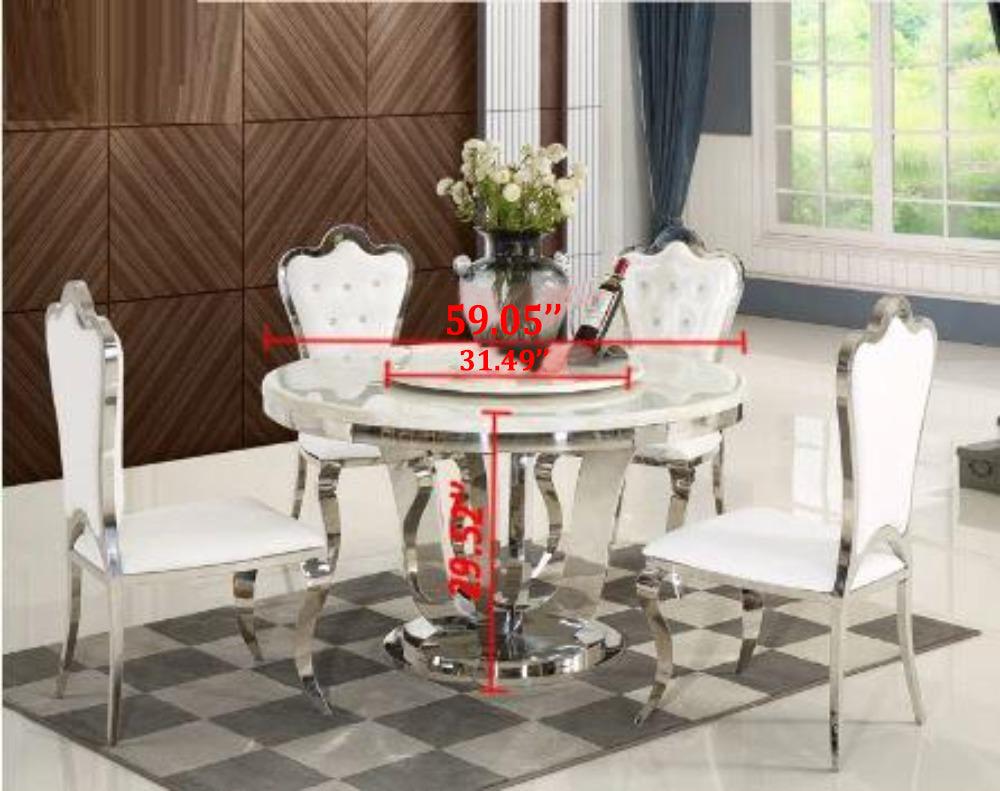 Lixra Round Marble-Top Dining Table Set