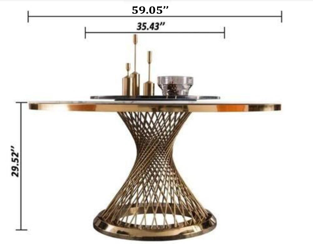 Lixra Round Shaped Marble Dining Table Set