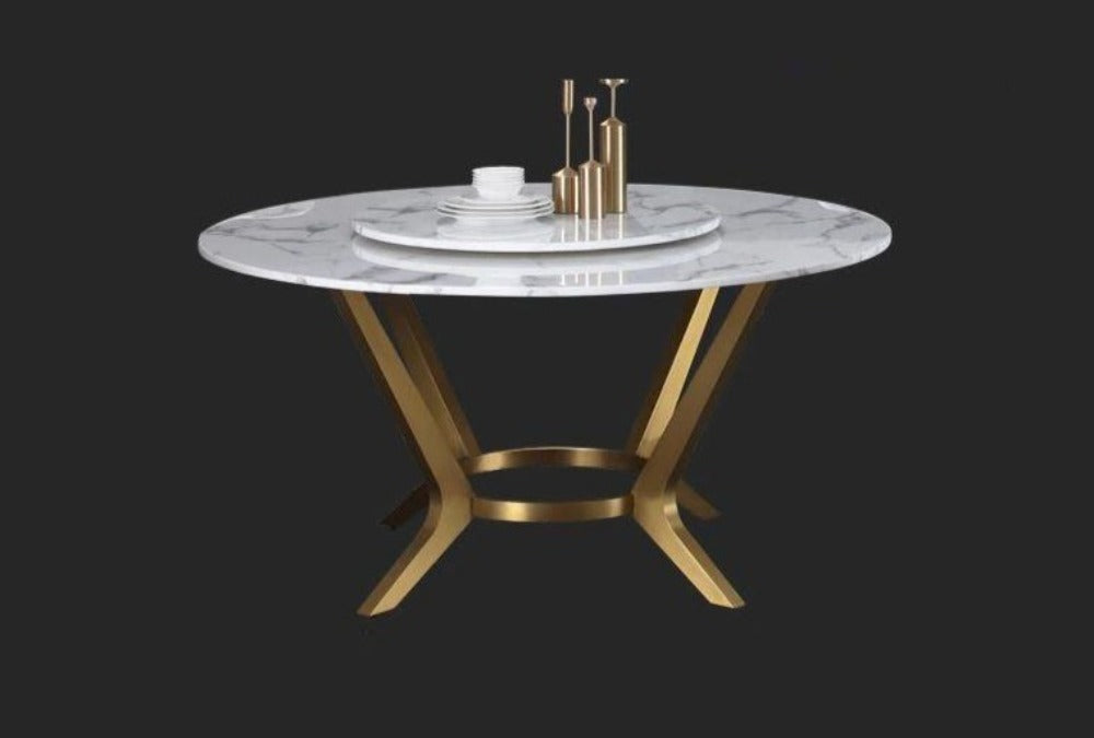 lixra Round Shaped Marble Dining Table