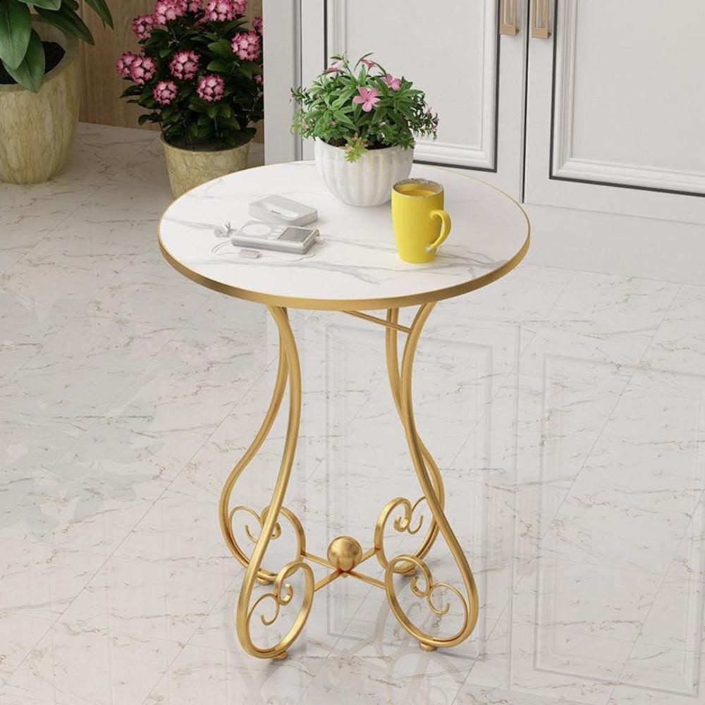 Lixra Round Shaped Marble Top Side Table