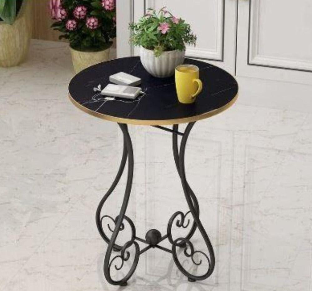 Lixra Round Shaped Marble Top Side Table
