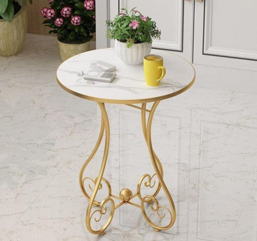 lixra Round Shaped Marble Top Side Table