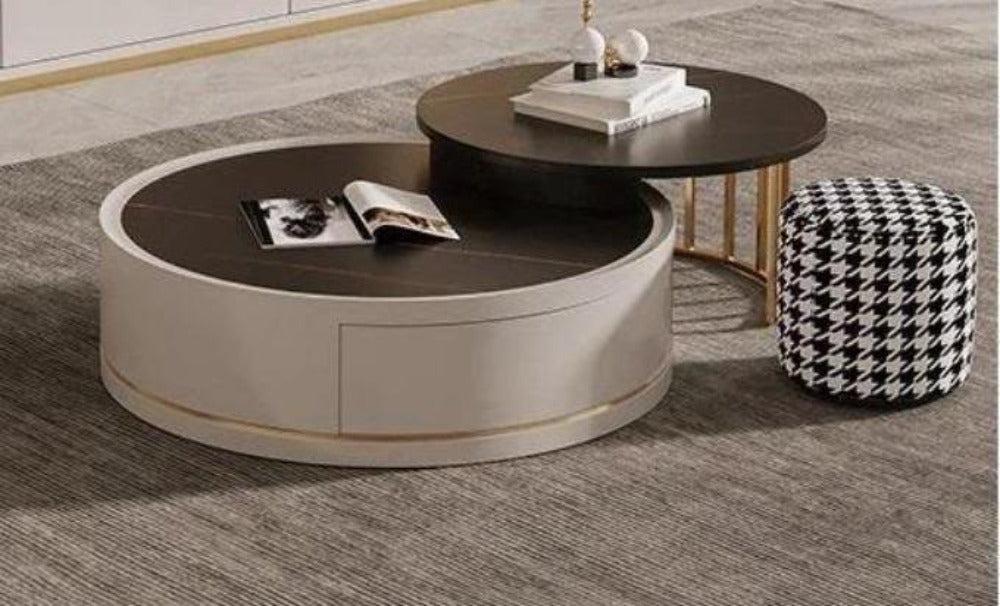Lixra Round Wooden Coffee Table With Storage