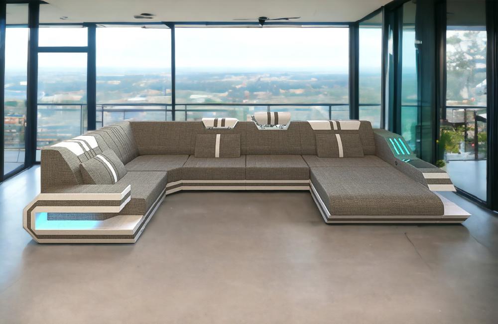 Lixra Sectional Fabric Sofa Set With LED