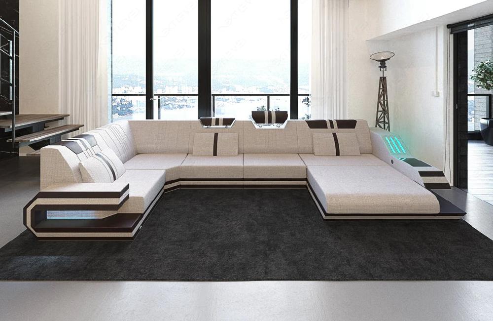 Lixra Sectional Fabric Sofa Set With LED