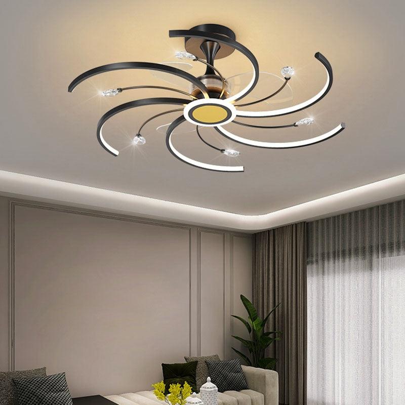 Lixra Semi-Flush Mounted Light With Ceiling Fan