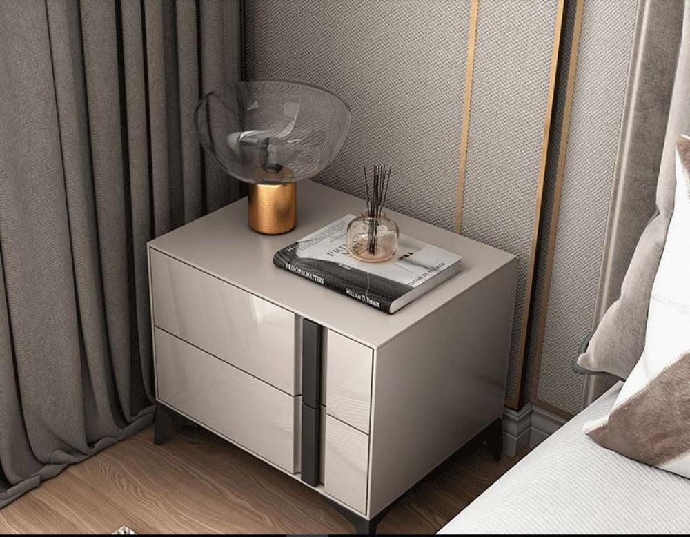 Lixra Set Of 2 Glossy Finish Bedside Night Stand