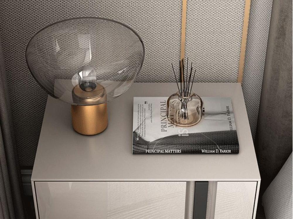 Lixra Set Of 2 Glossy Finish Bedside Night Stand