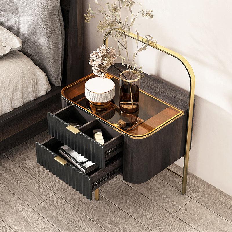 Lixra Set Of 2 Glossy Finish Wooden Nightstand