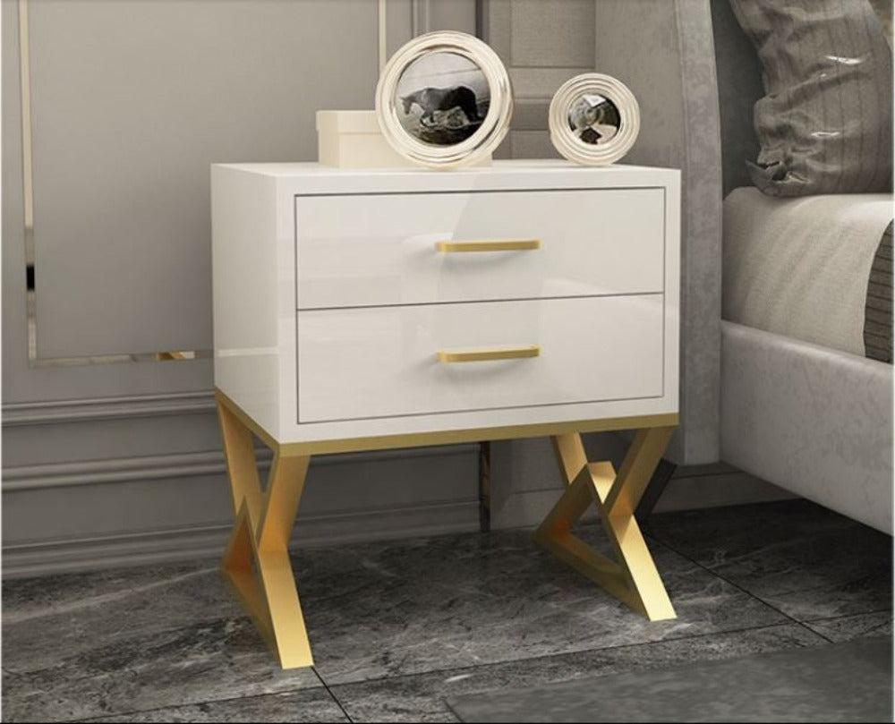 Lixra Set Of 2 Glossy Tabletop Storage Night Stand