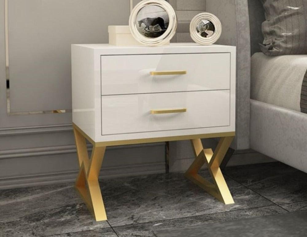 Lixra Set Of 2 Glossy Tabletop Storage Night Stand