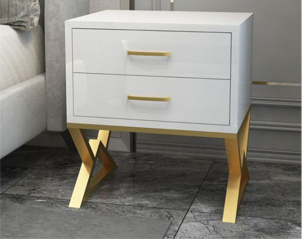 Lixra Set Of 2 Glossy Tabletop Storage Night Stand