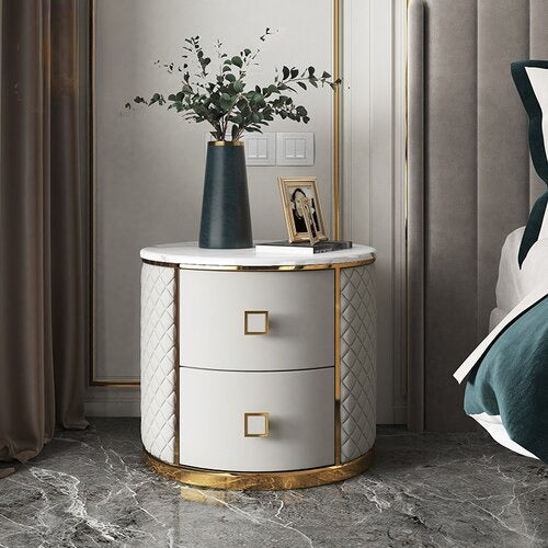 lixra Set of 2 Modern Marble-Top Night-Stand
